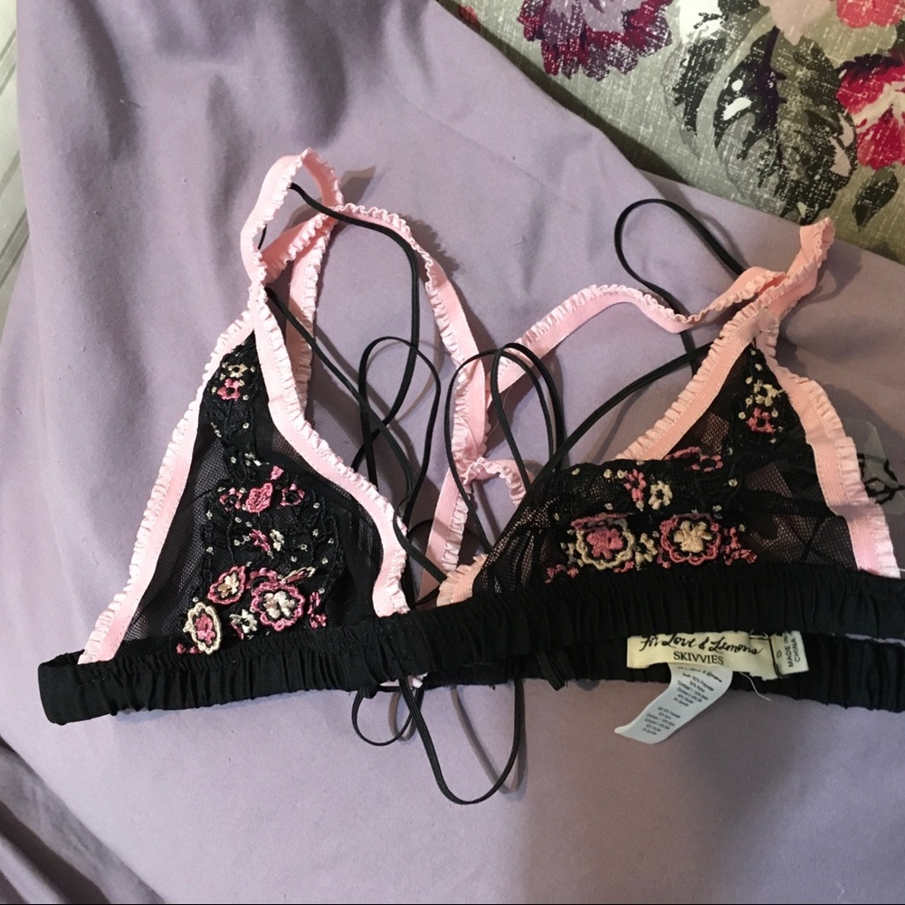FL&L black & pink embroidered Azalea bralette NWT - Picture 7 of 16